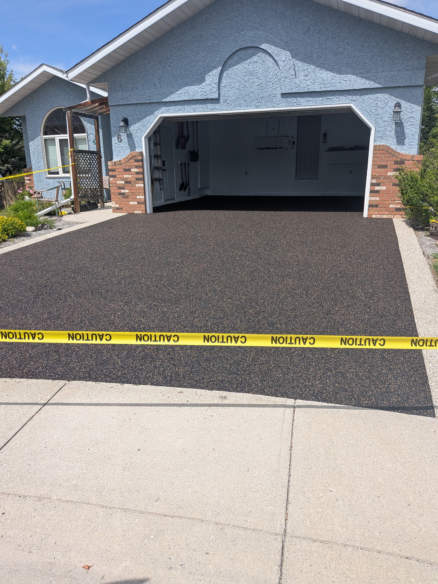 Residential driveway with rubber surfacing
