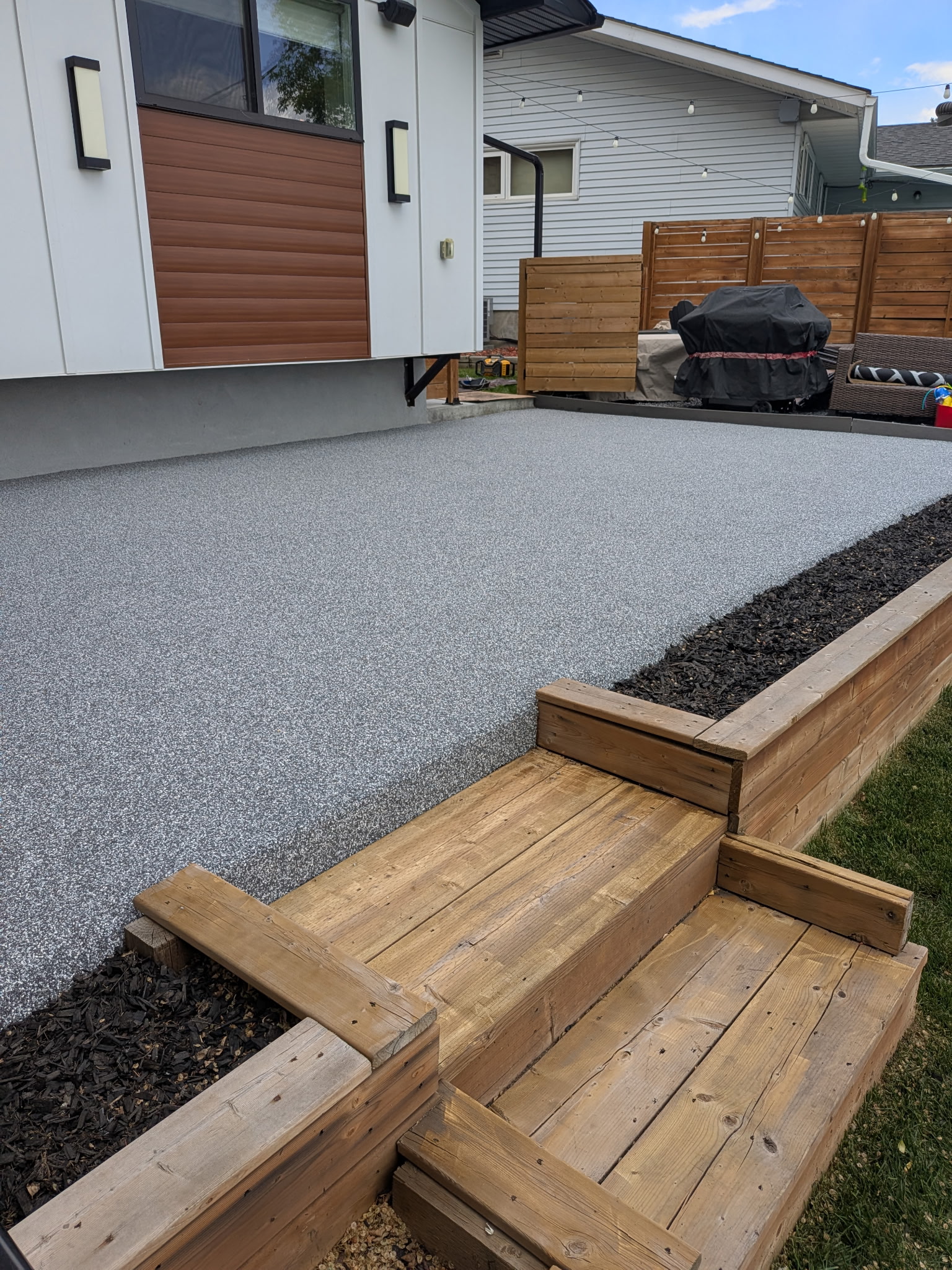 Grey poured rubber patio